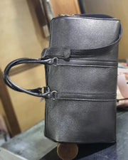 MARZAVEL Black Leather Duffle Travel Bag