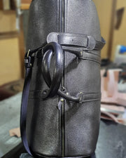 MARZAVEL Black Leather Duffle Travel Bag